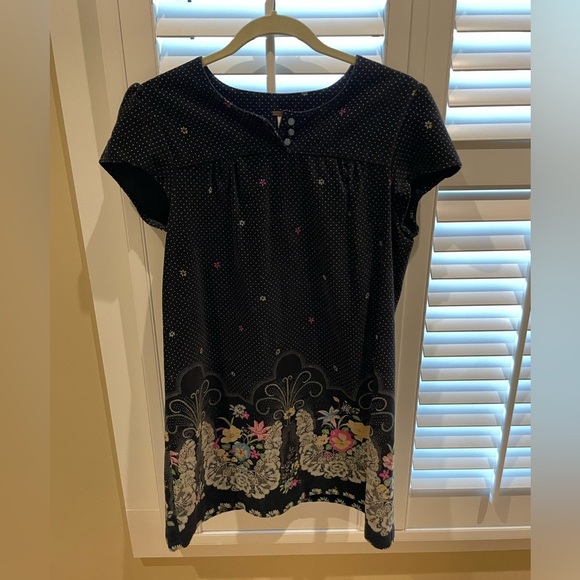 Free People A Line Dress Black Polka Dot Floral- Small - Picture 4 of 10